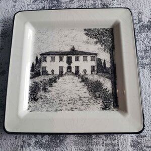 Vintage Brunelli Made in Italy 10" Square Collectable Plate Italian Villa